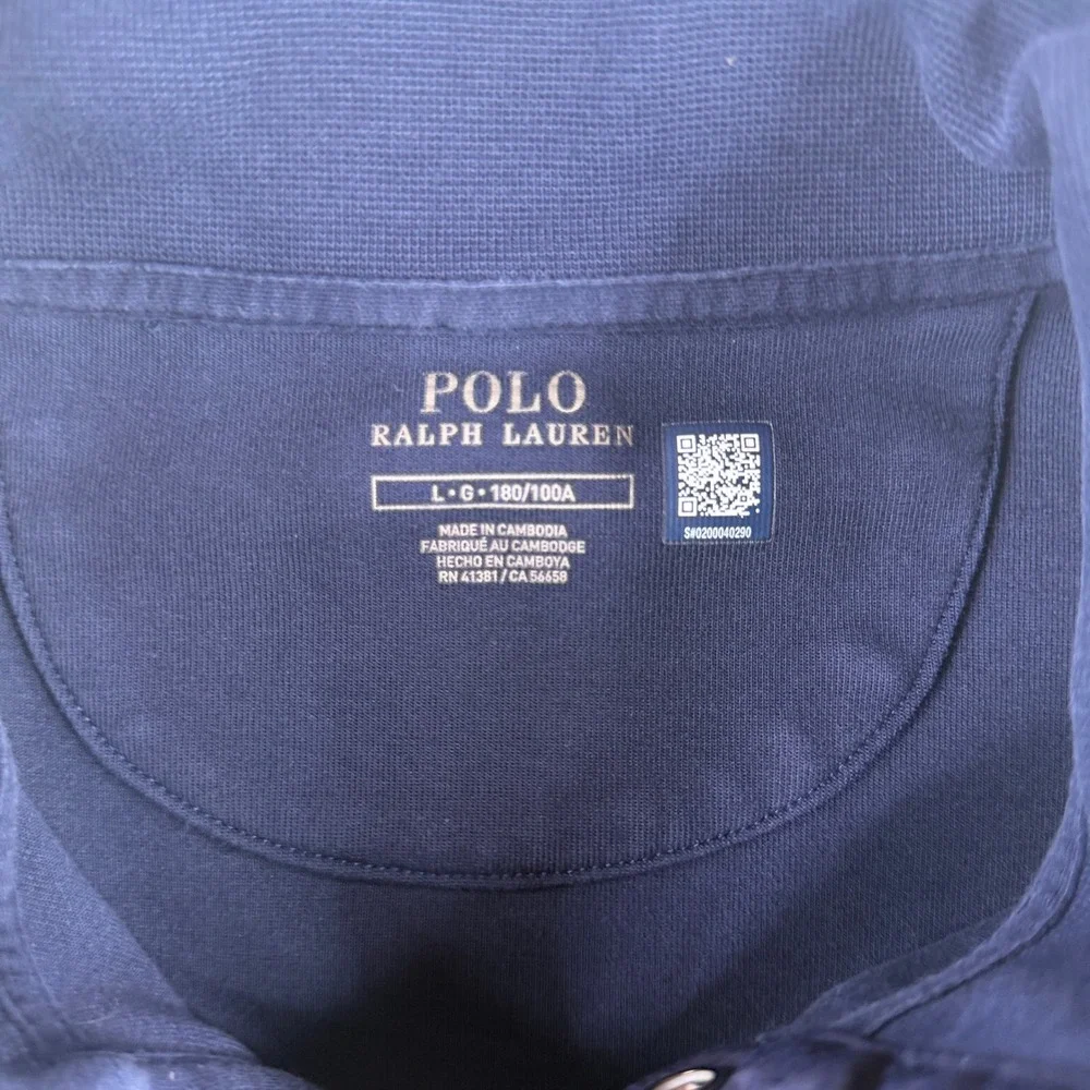 Polo Ralph Lauren Sweatshirt Mens Large Navy Blue Quarter Snap Mock Neck Pony
